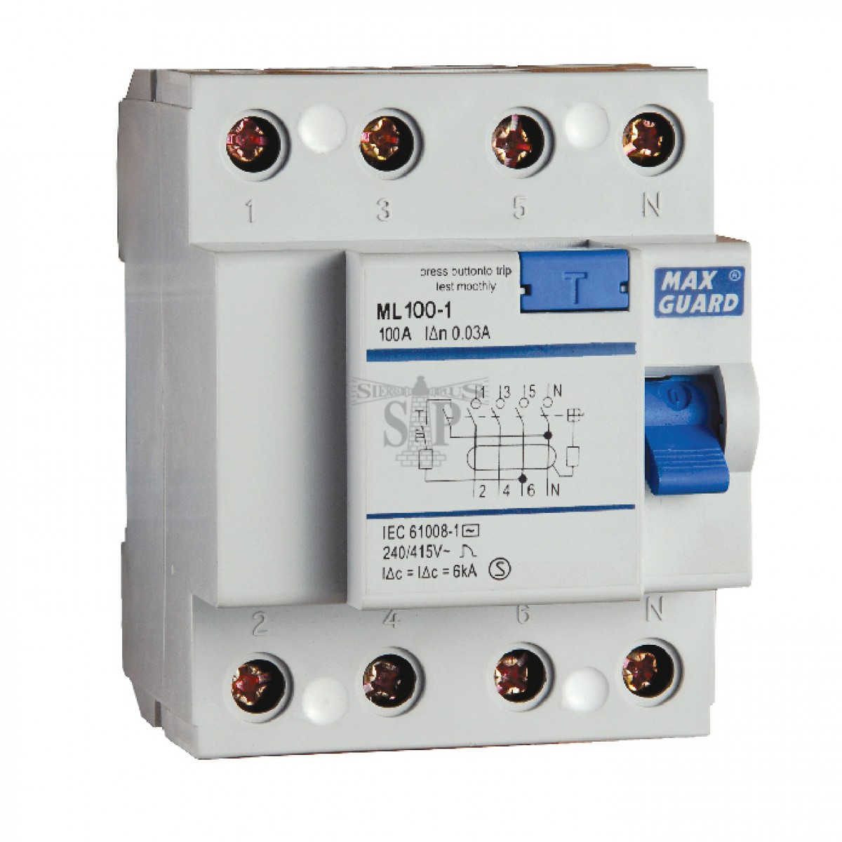Maxguard 100A 4 Pole 100mA300mA ML1001 Type AC RCCB (White) 