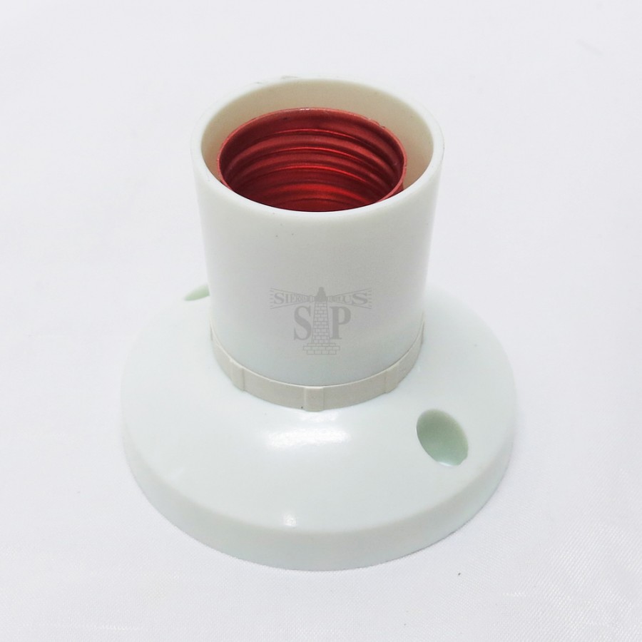 SE220 E27 Batten Lamp Holder / Socket Light Bulb Holder c/w Base (White)