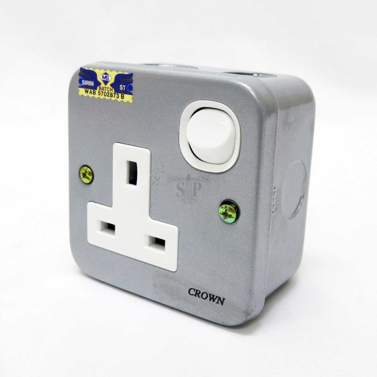 CROWN 13Amp 1 Gang Metal Clad Switch Socket [Surface Type] [SIRIM] (Grey)