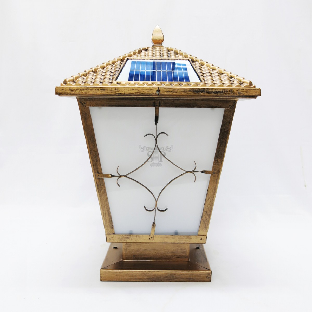 577 16inch Modern E27 Solar LED Outdoor Gate Lamp Square For Pole