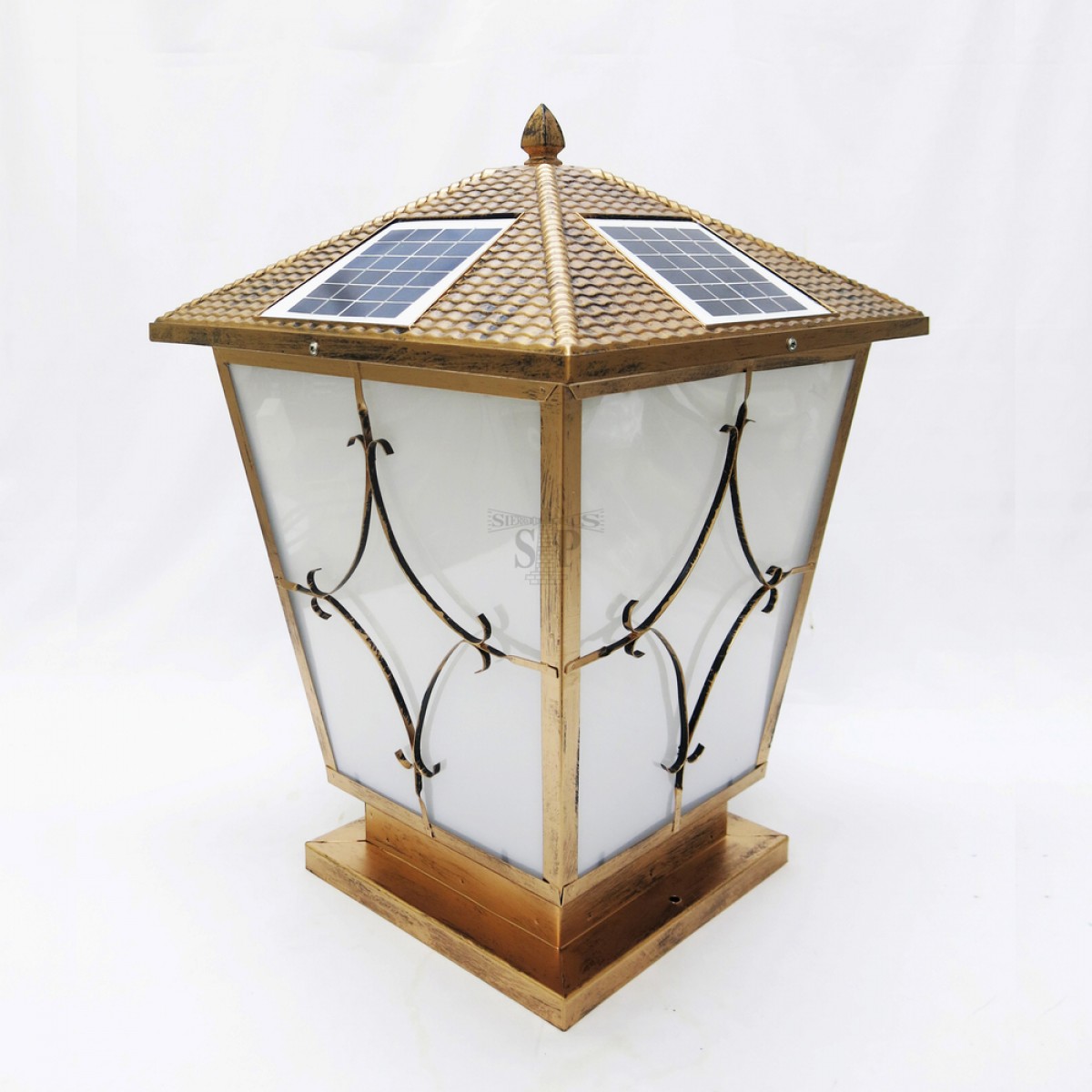 577 16inch Modern E27 Solar LED Outdoor Gate Lamp Square For Pole