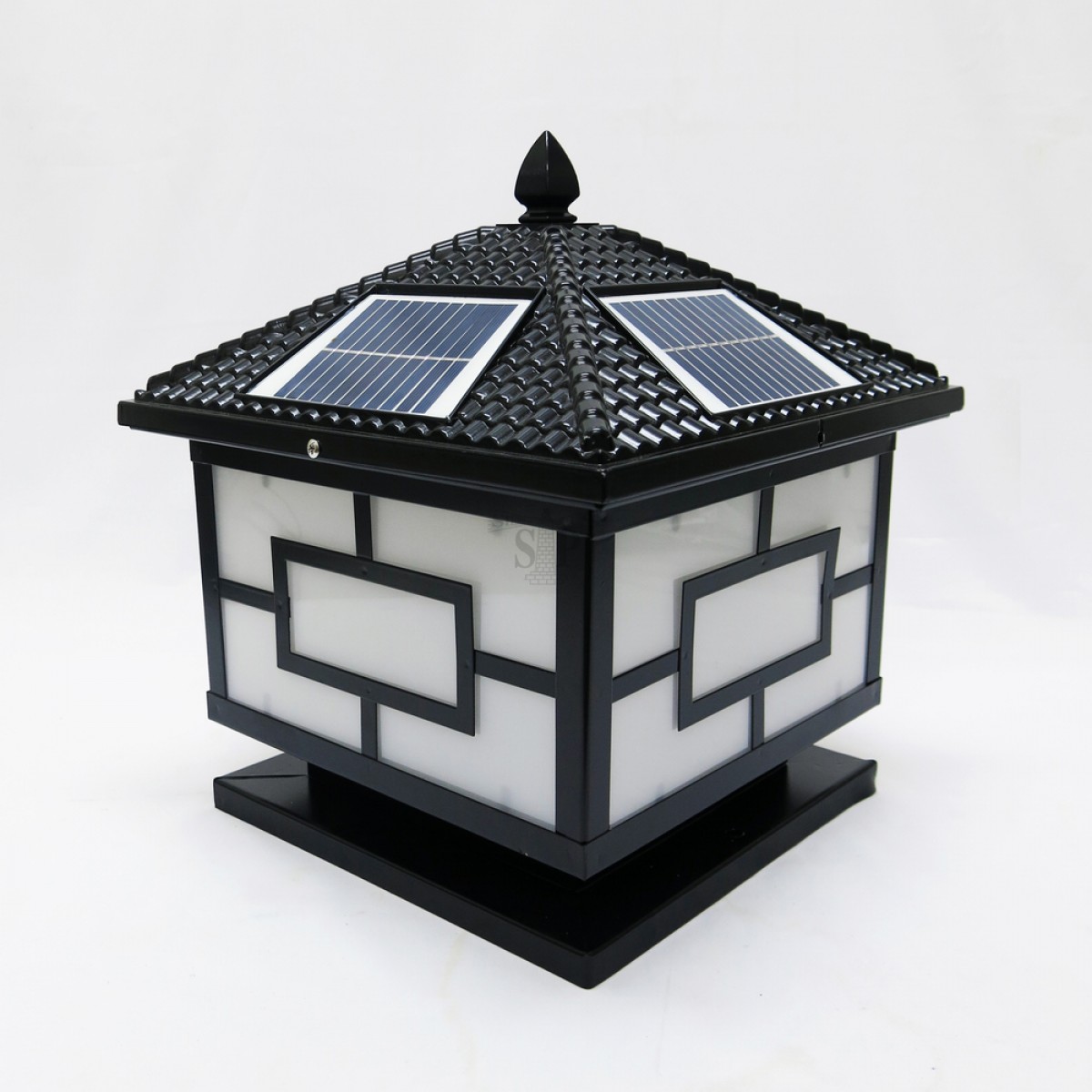 576 12inch Modern E27 Solar LED Outdoor Gate Lamp Square For Pole
