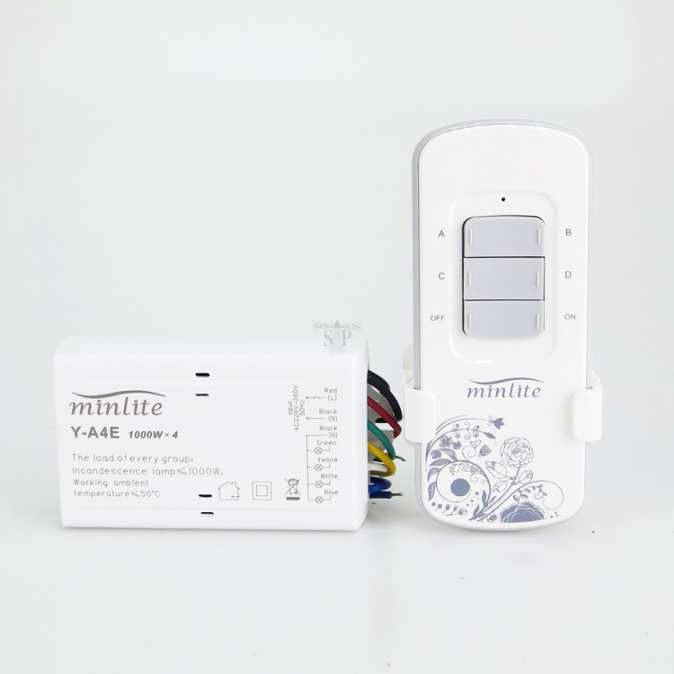 MINLITE Y-A4E 4 Channels Lighting Remote Control Switch (White)