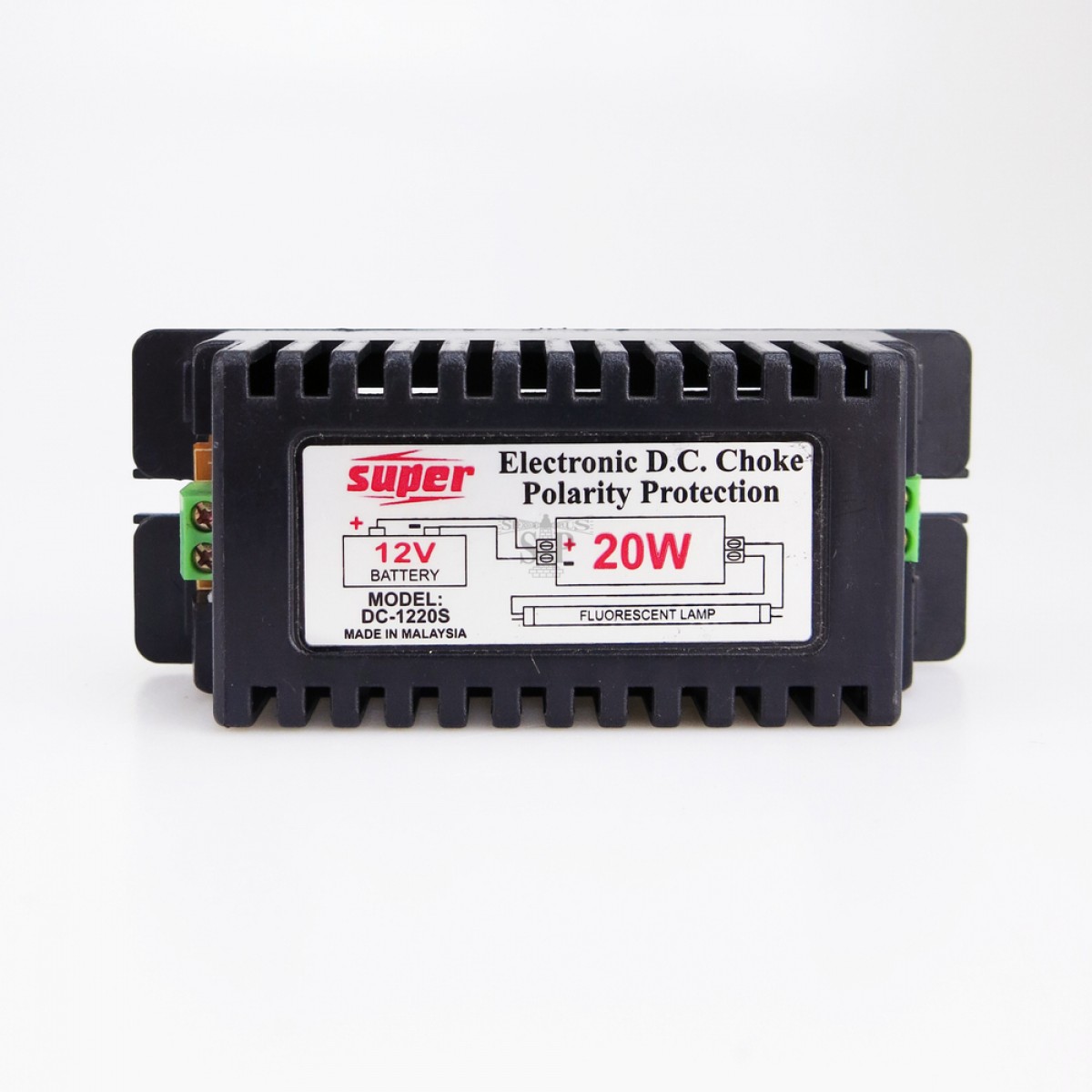 SUPER DC-1220S DC12V 20W Electronic DC Choke Polarity Protection (Black) For Fluorescent Tube