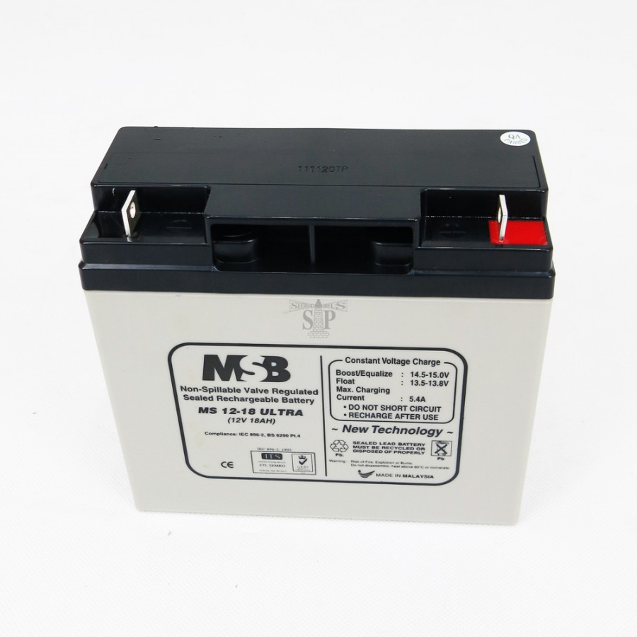 MSB MS12-18 Ultra 12V 18AH Non-Spillable Valve Regulated Sealed ...