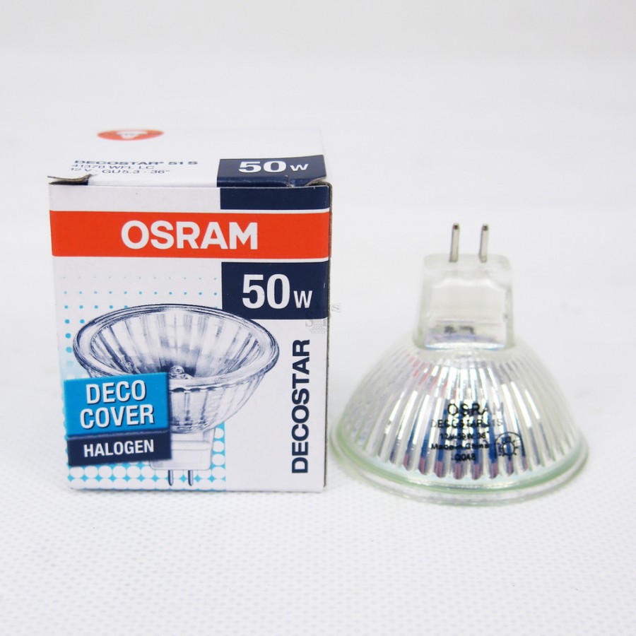 OSRAM Decostar 12V G5.3 50W MR16 Halogen Bulb With Glass Cover