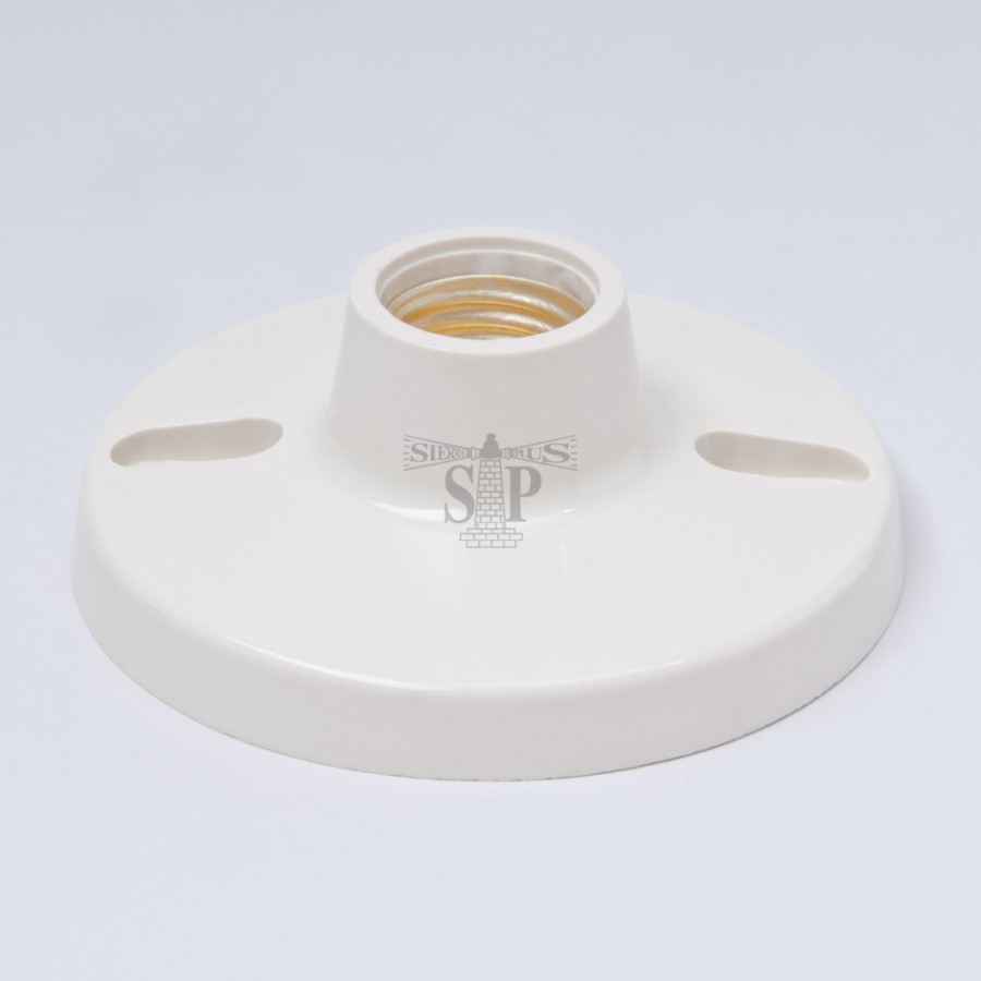 PBL 066 E27 Batten Lamp Holder / Socket Light Bulb Holder c/w Base (White)