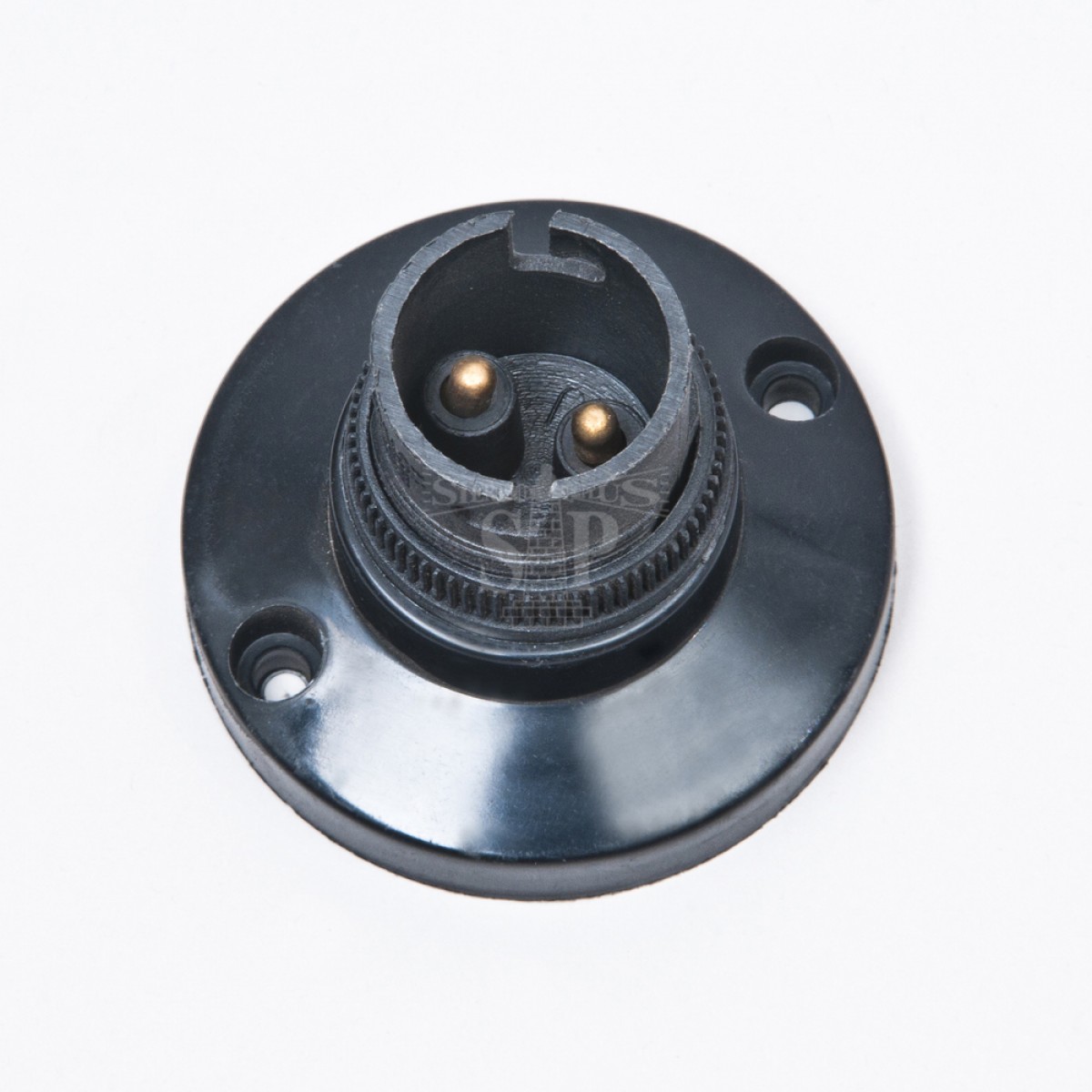 201 B22 Batten Lamp Holder / Socket Light Bulb Holder c/w Base (Black)