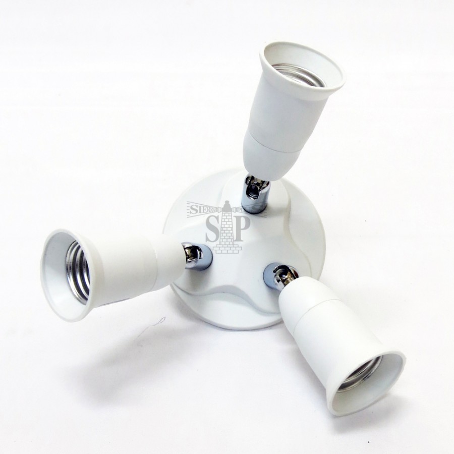 E27 To 3 x E27 Lamp Holder Socket Converter Adaptor / Extender (White)