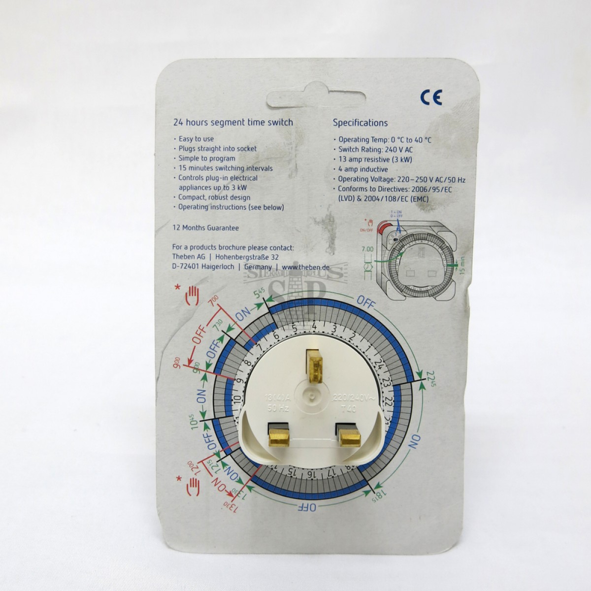 Theben 24hrs 13Amp Segment Plug In Timer Switch [Germany] (White)