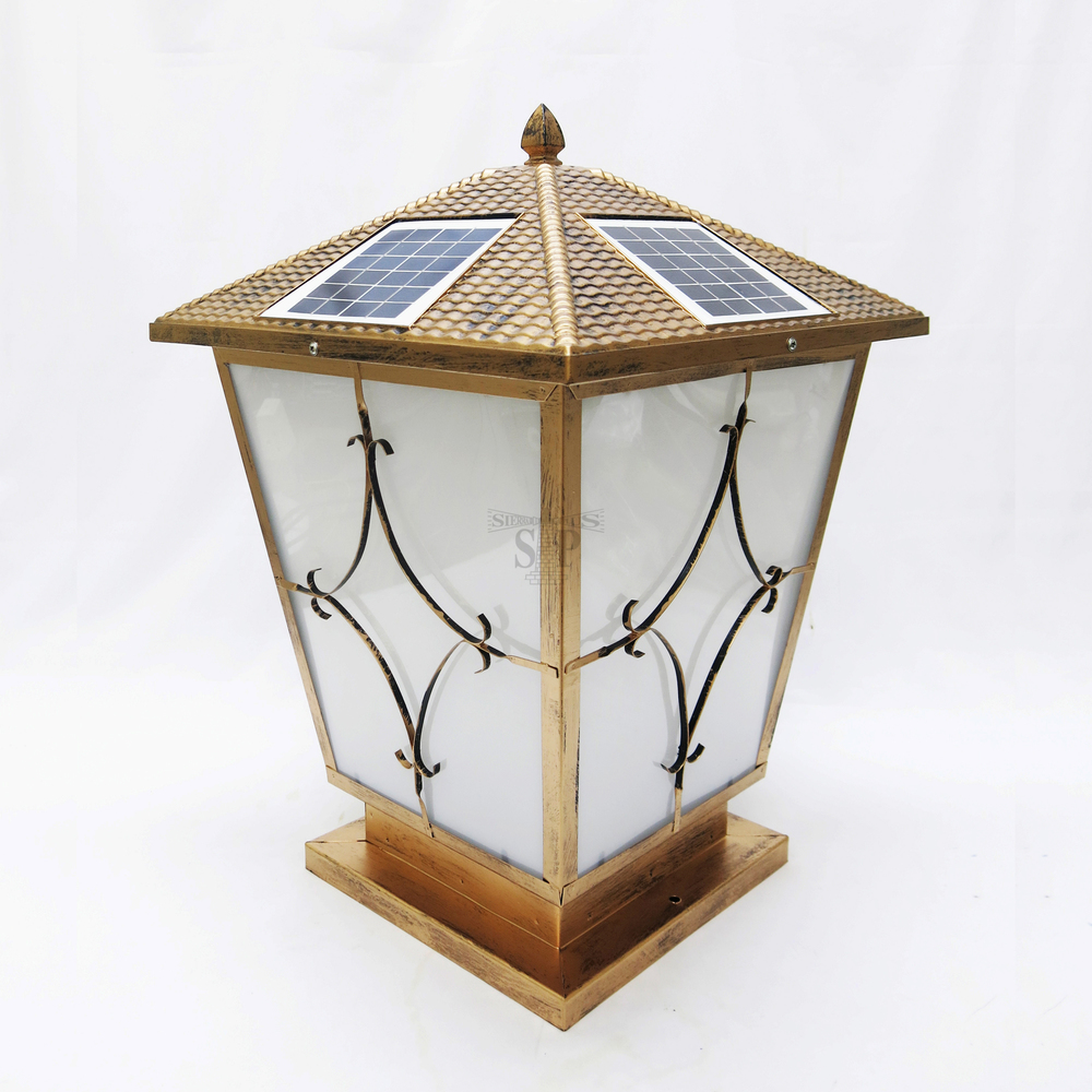 577 16inch Modern E27 Solar LED Outdoor Gate Lamp Square For Pole