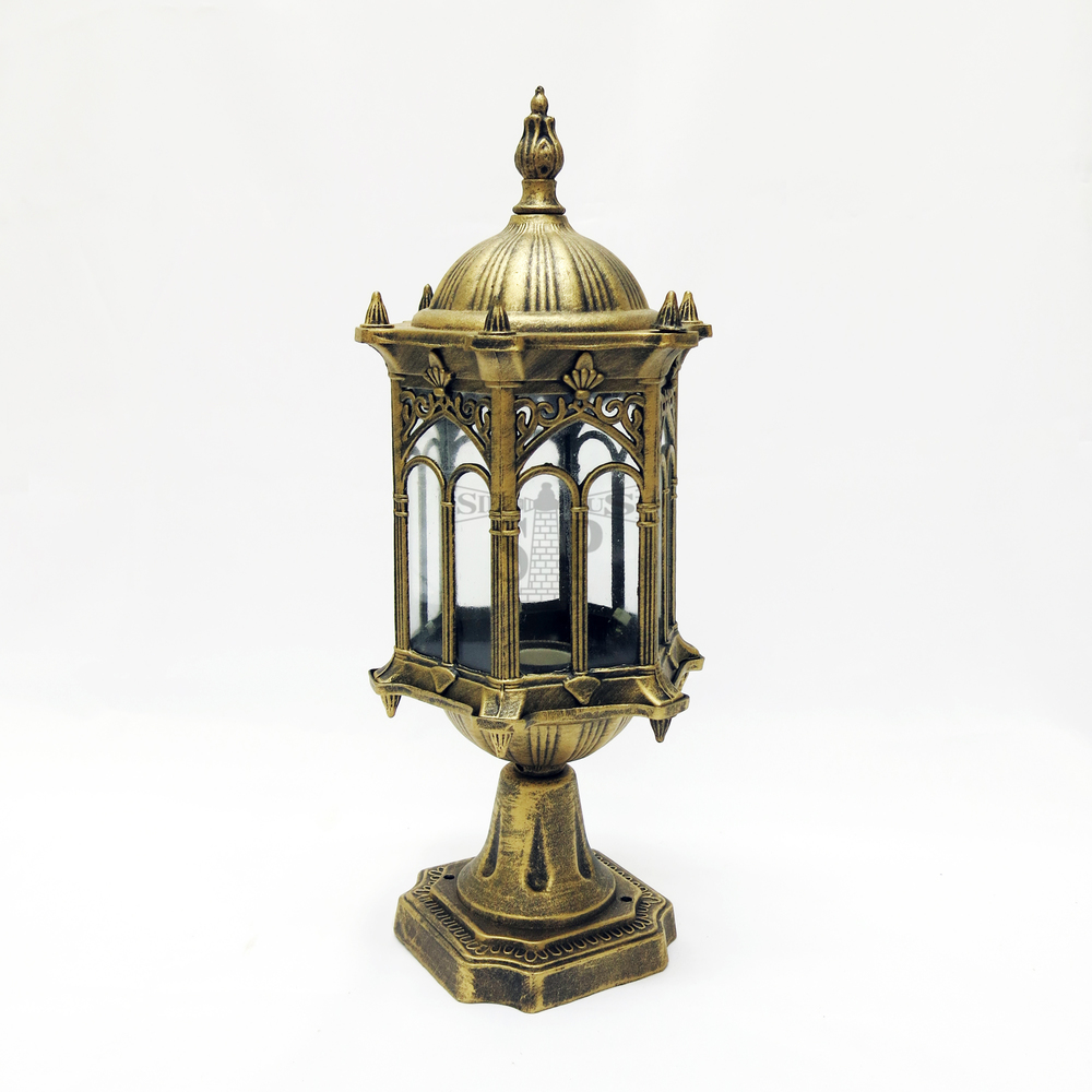 03 Classic Outdoor Stand Gate Lamp For Pole / Pillar (Antique Gold)