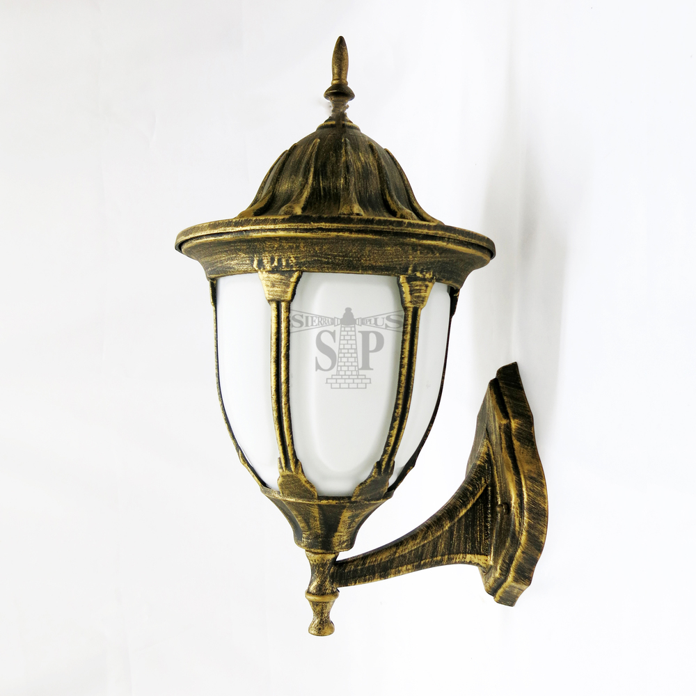 02M Classic Outdoor Wall Gate Lamp (Antique Gold With Opal Glass)
