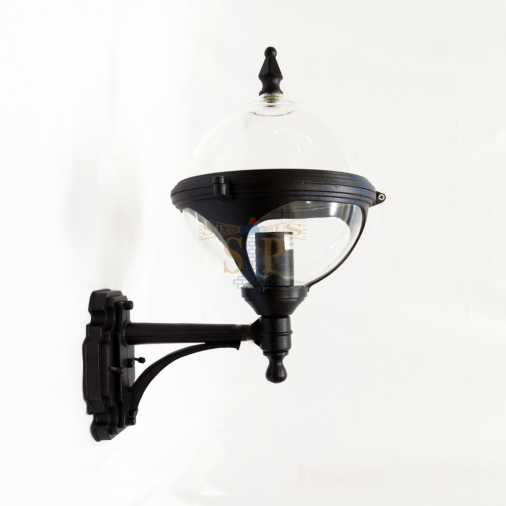 4100 Outdoor Wall Globe / Gate Lamp (Clear Globe With Black Case)