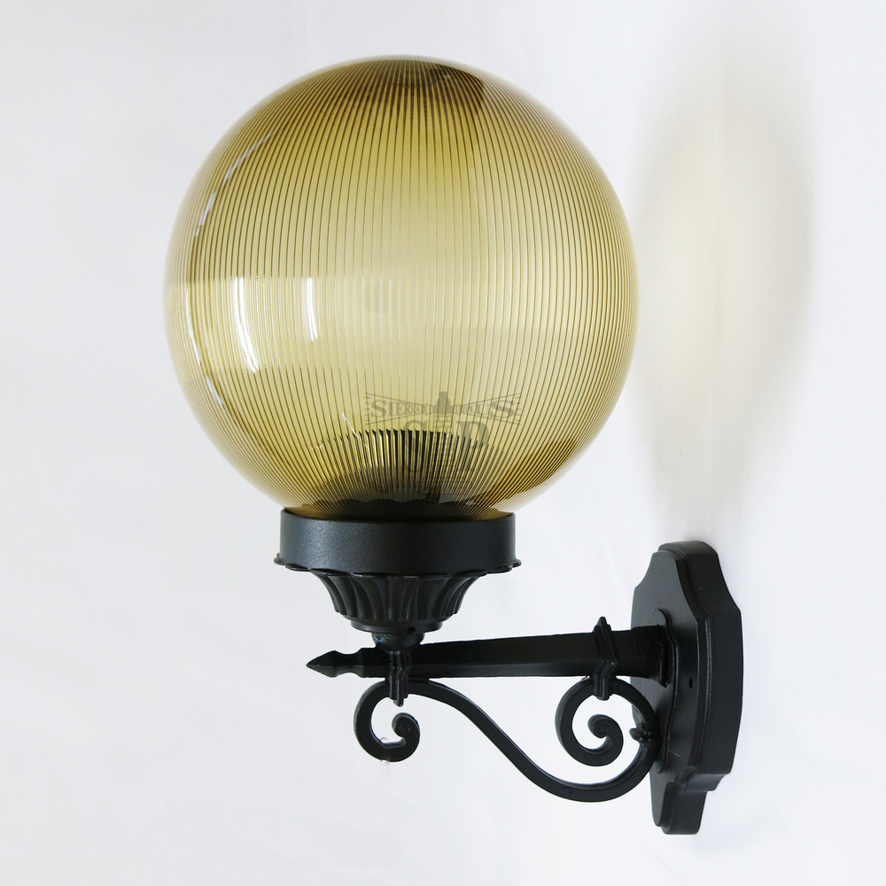4159 Outdoor Wall Globe / Gate Lamp (Prismatic Gold Globe With Black Case)