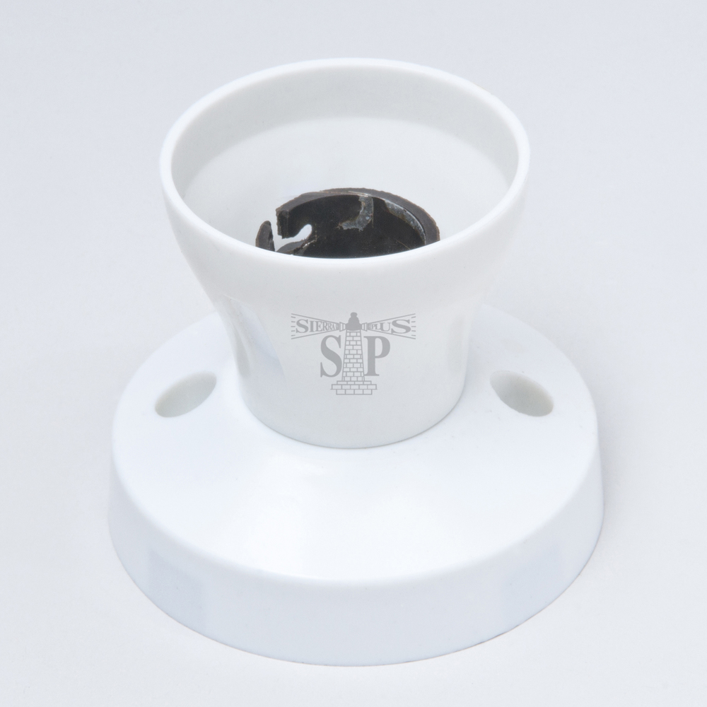 201 B22 Batten Lamp Holder / Socket Light Bulb Holder c/w Base (White)