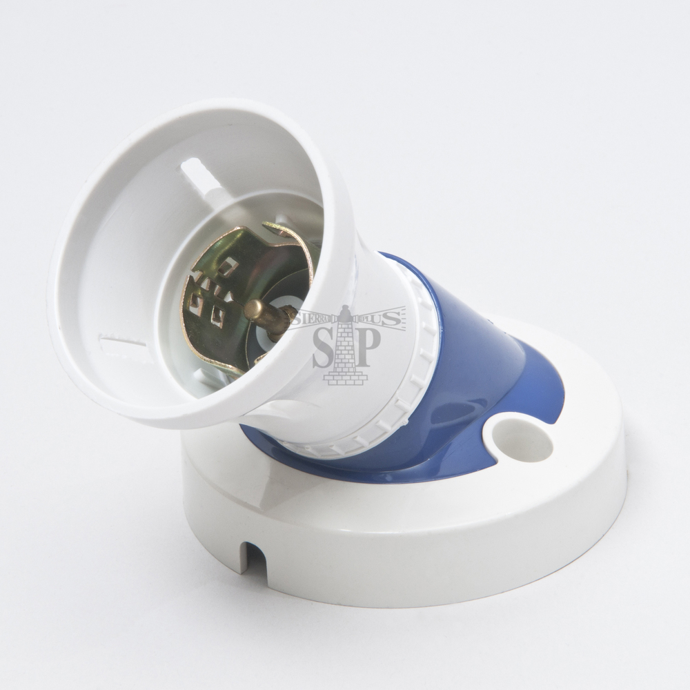 L2990 B22 Angle Batten Lamp Holder / Socket Light Bulb Holder c/w Base (White)